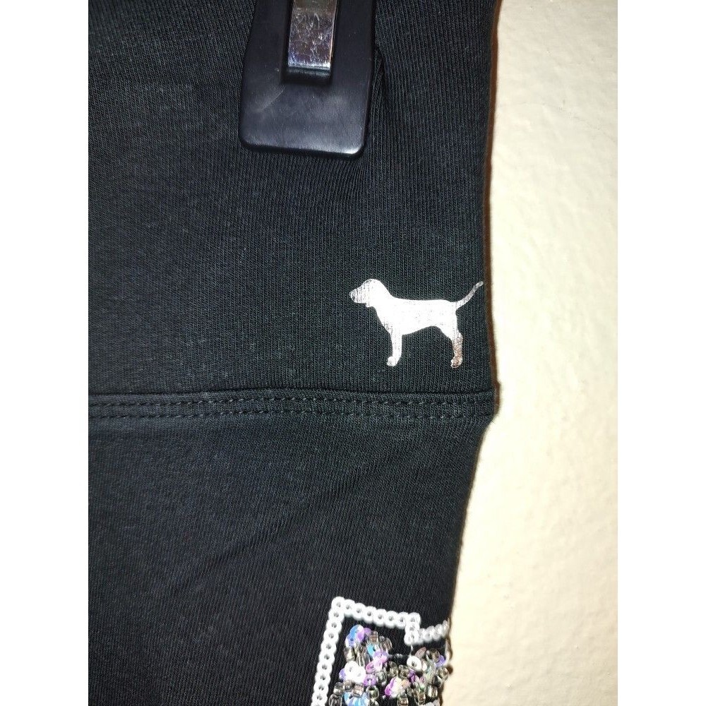 Women's Rare Pink Yoga Victoria’s Secret Black Leggings with Rhinestones Size M - Picture 2 of 10